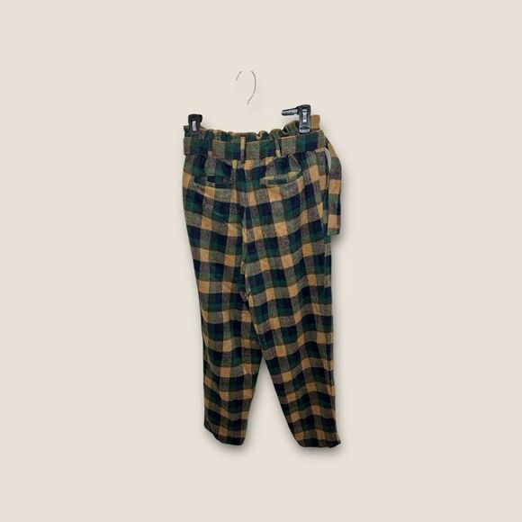 OAT New York Green Flannel Belted Paperbag Waist Trouser Pants Size Medium NWT - Picture 4 of 10